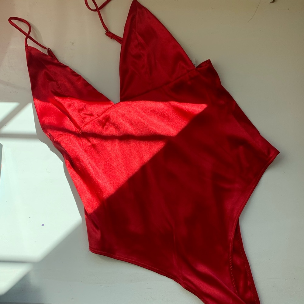 Red Satin bodysuit